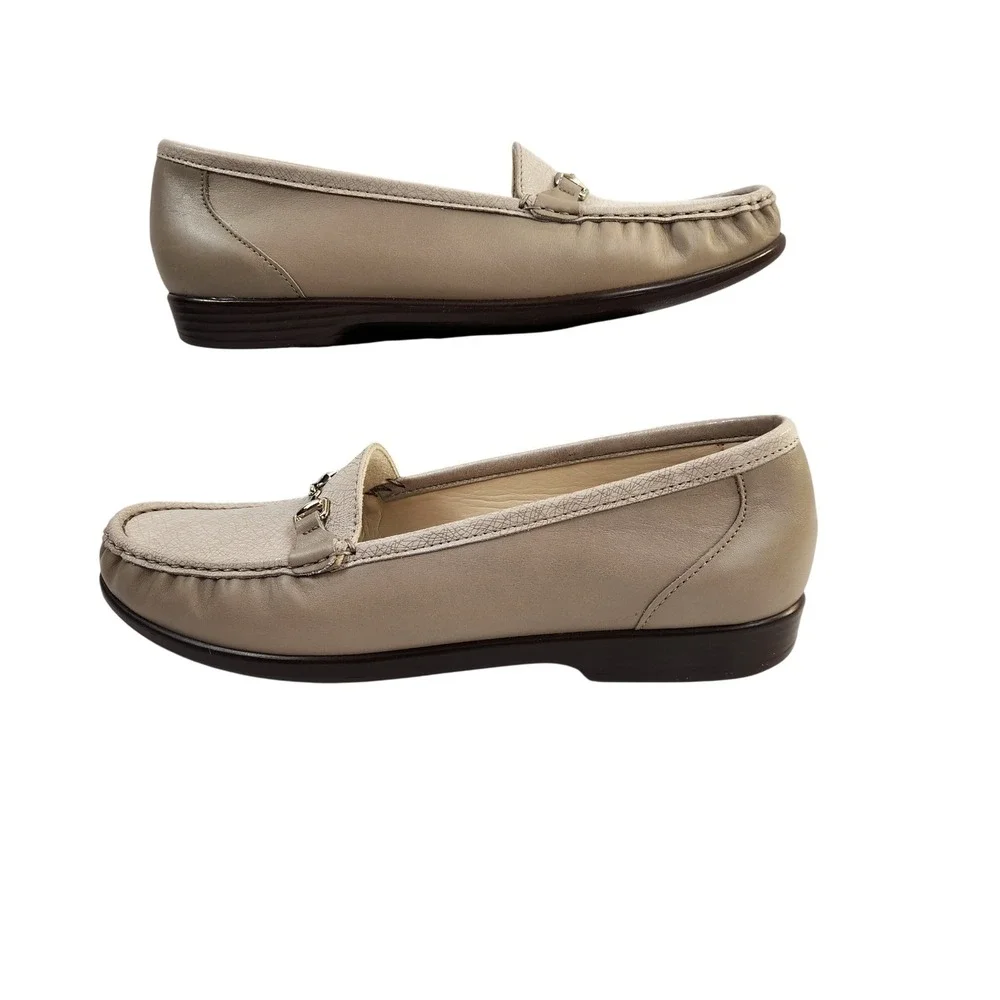 SAS Shoes Tripad Comfort Footbed Loafers Womens Size 12 N Beige Leather Slip On‎